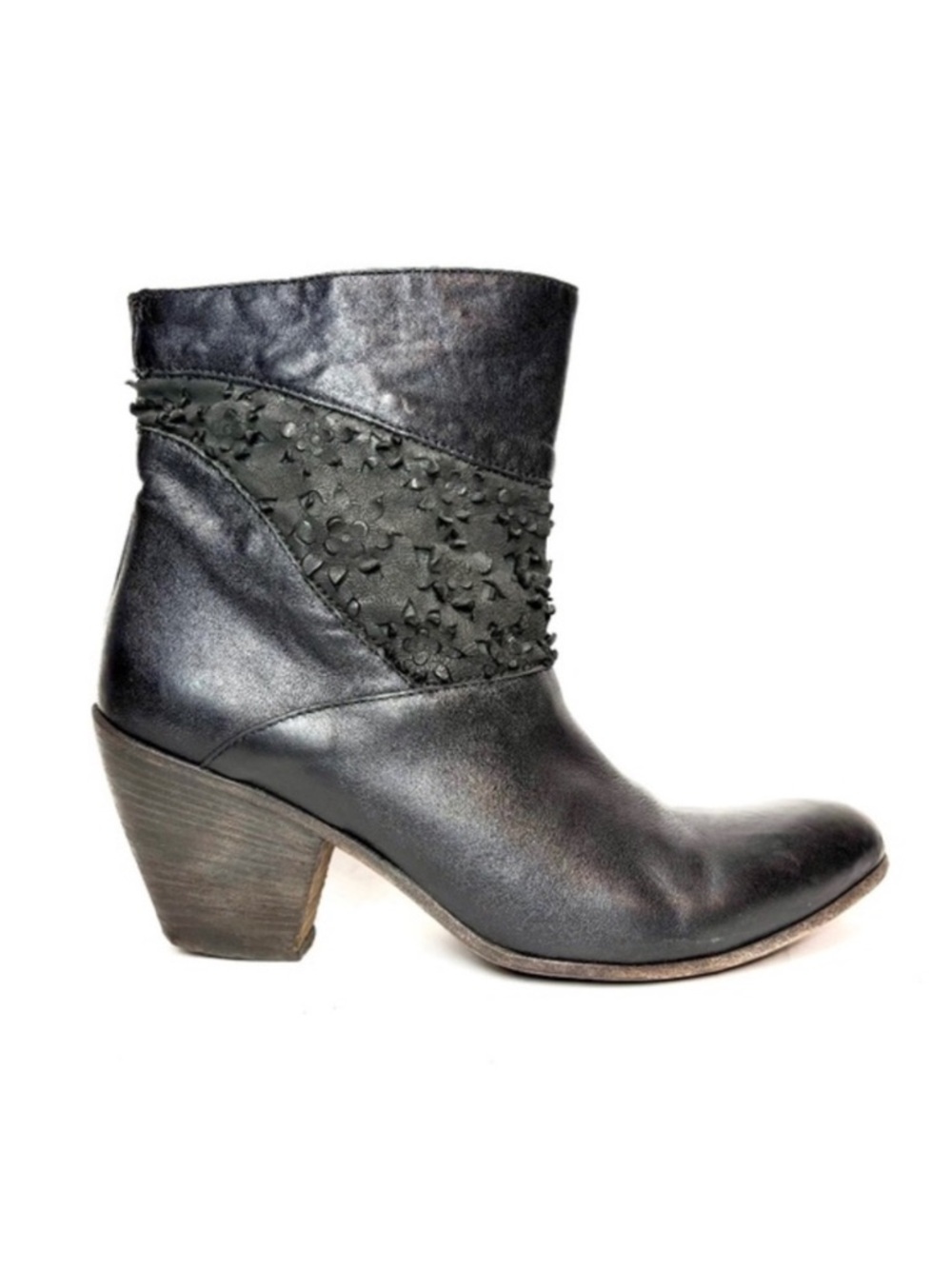 MOMA Black Leather Heeled Ankle Boots | 36